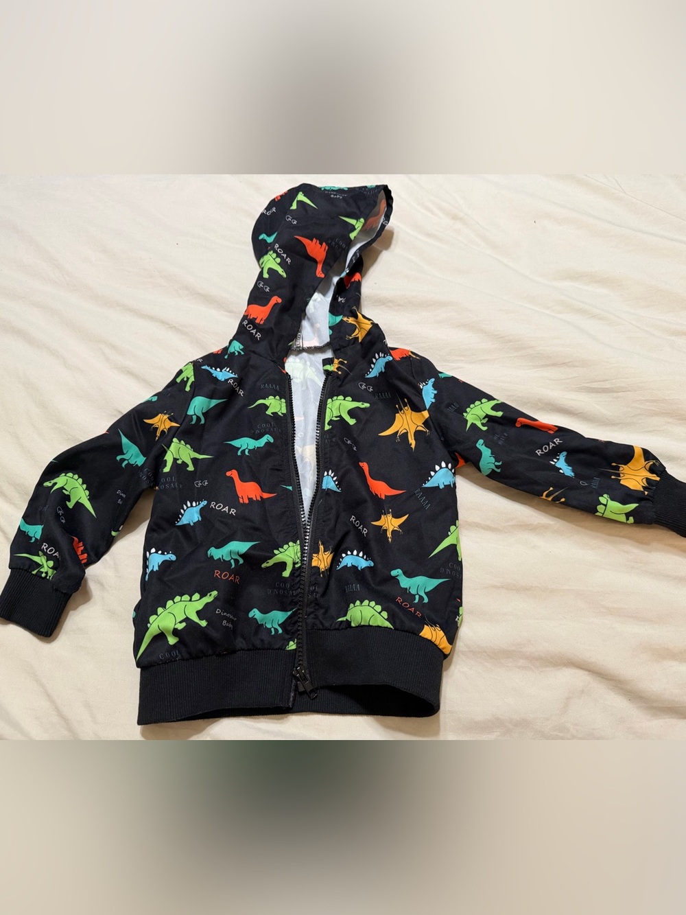 SHEIN Light Blue Kids Jacket with Pale Dino Print